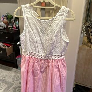 Lily white and pink seersucker dress